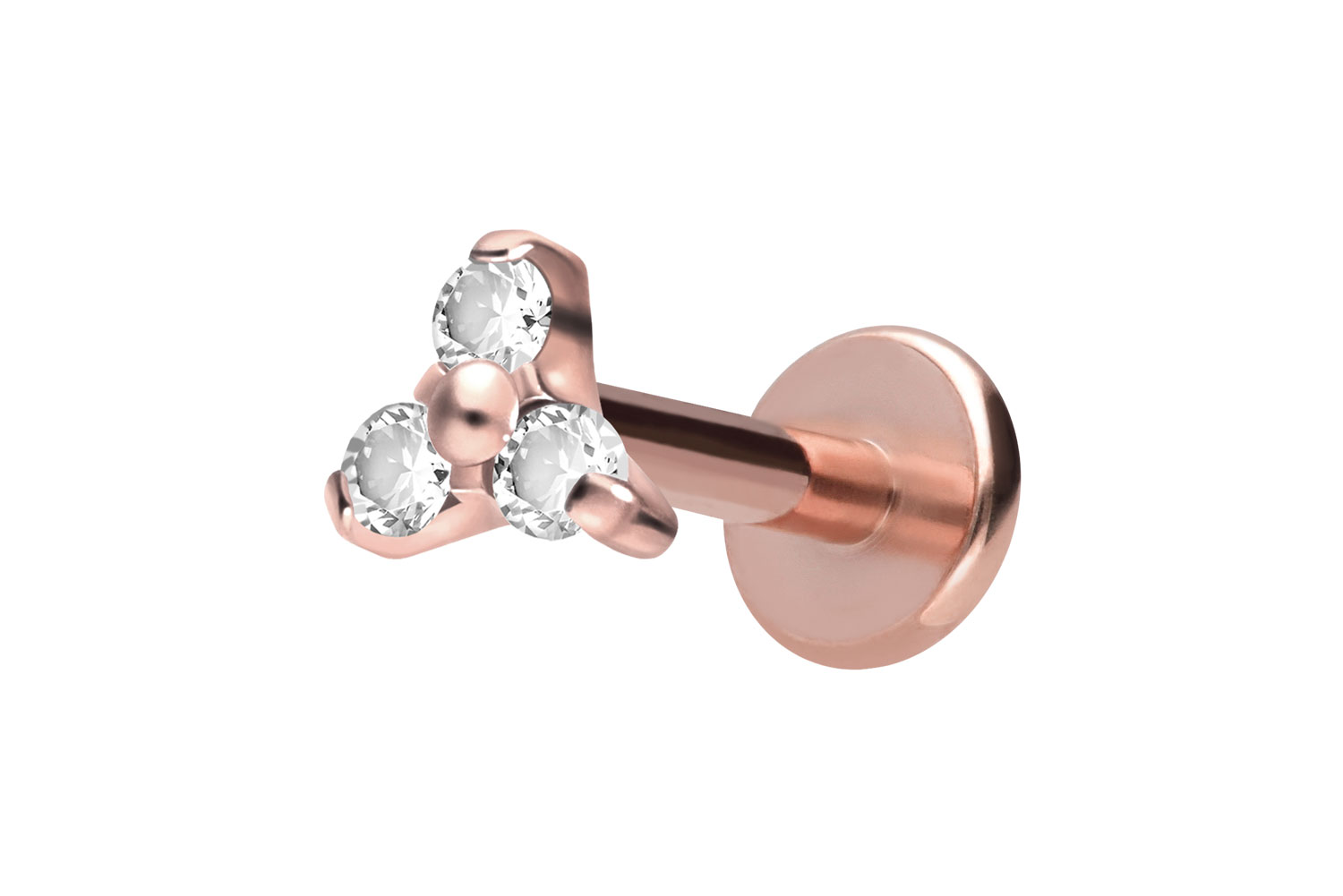 Titan Labret Piercing mit Innengewinde KRISTALLBLUME